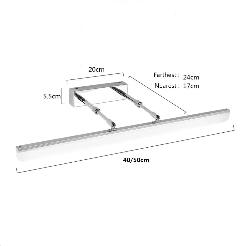 Led Simple Modern Waterproof Anti-Fog Retractable Mirror