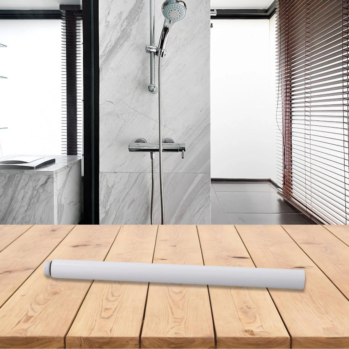 30cm Shower Extender Bathtub Shower System Black Grey