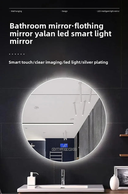 Mirror Round Mirror Wall-Mounted Smart Bathroom Mirror Led