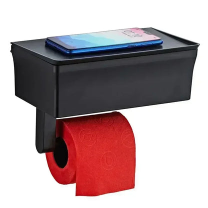 In Adhesive Toilet Paper Holder Box Shelf Storage