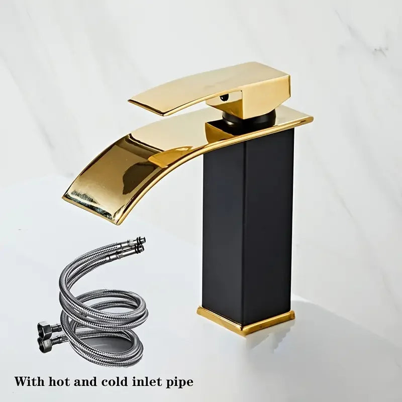 Luxury Black White Gold Waterfall Faucet Cold Pipe