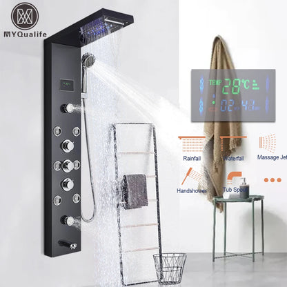 Led Light Shower Panel Waterfall Rain Digital Display