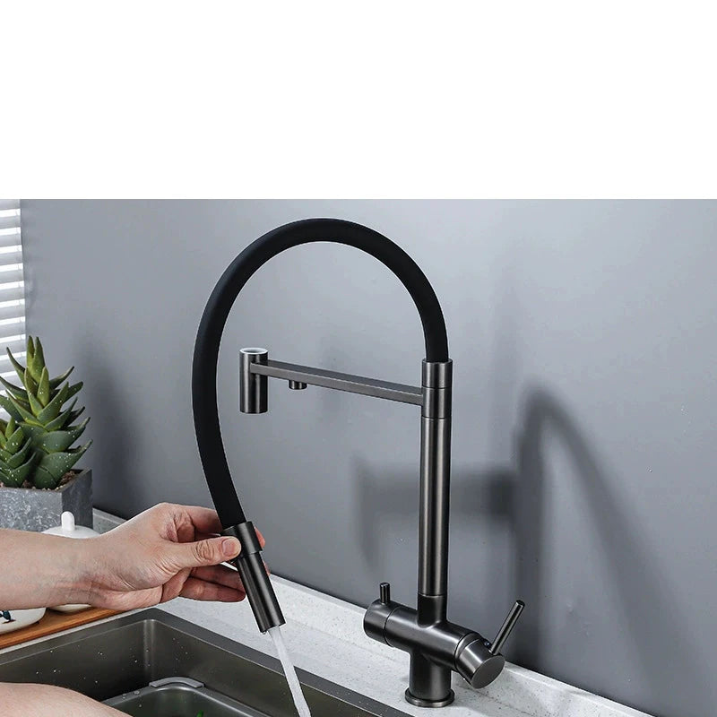 Zappo Grey 3-In-1 Faucet & Cold Mixer Tap