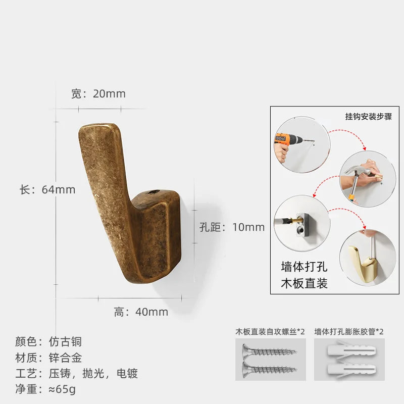 Yutoko Hook Moon Antique Wall Hanging Clothes Hook