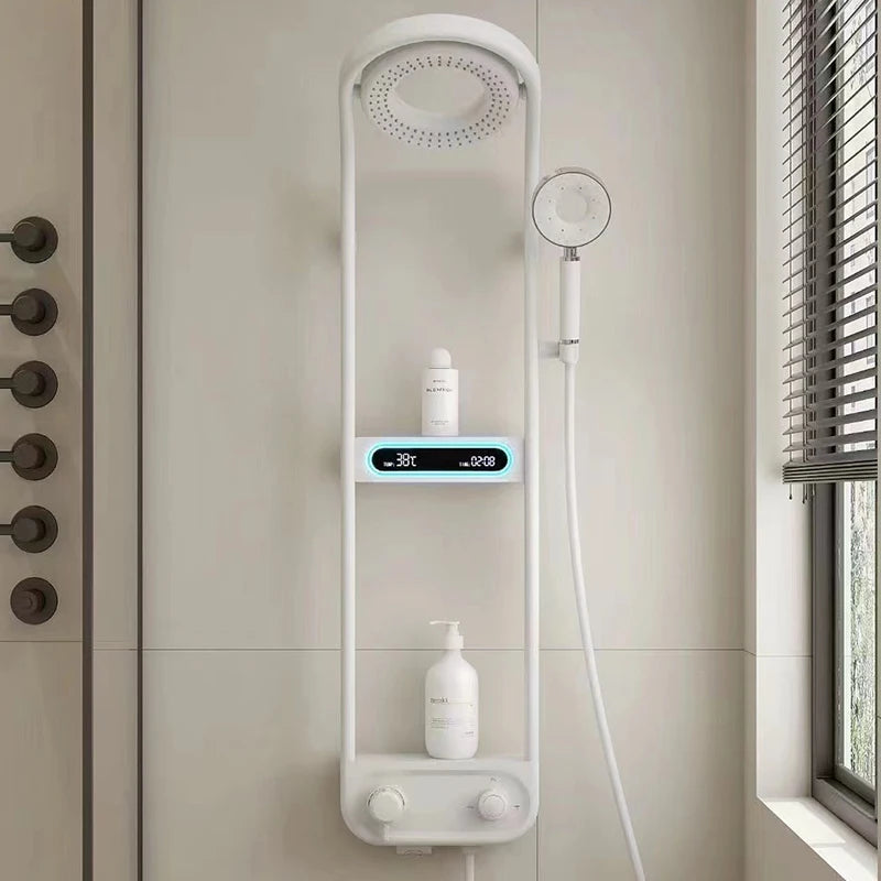 Design High End Bathroom Gray Shower Round Shower