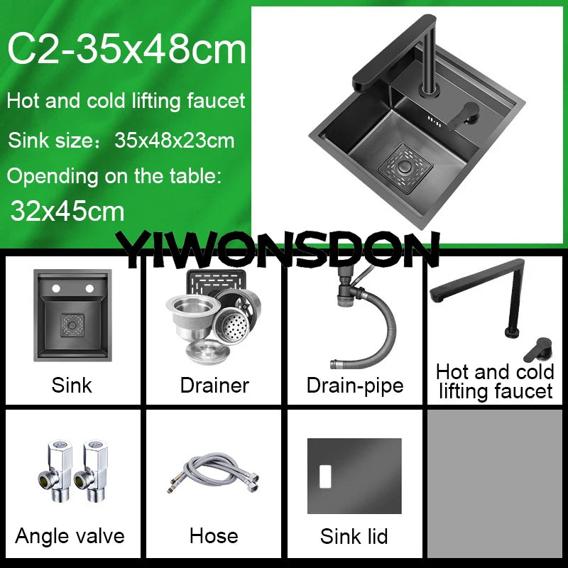 Nano Hidden Bar Sink Black Folding Faucet Mini