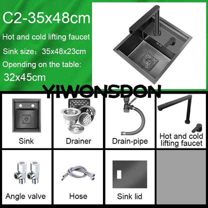 Nano Hidden Bar Sink Black Folding Faucet Mini