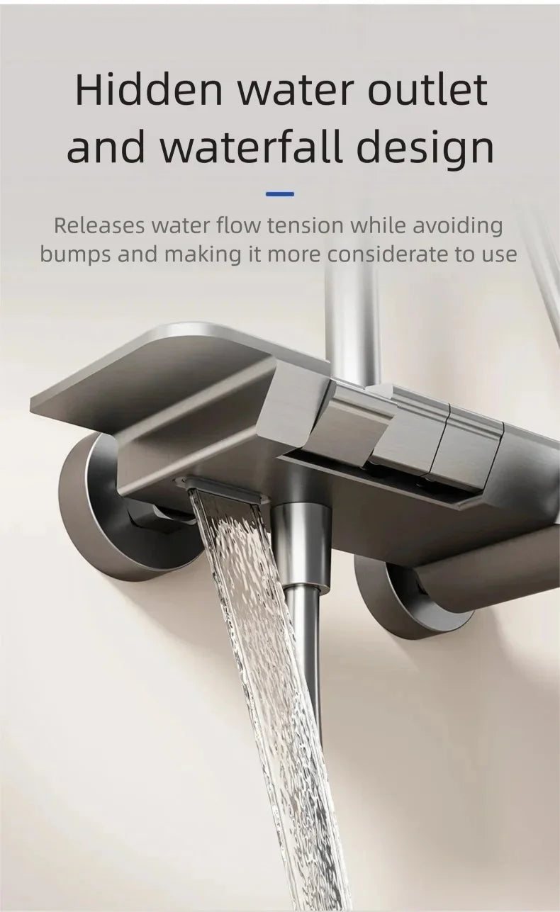 Bathroom Cold Water Boosting Shower Rainfall Pressure Piano