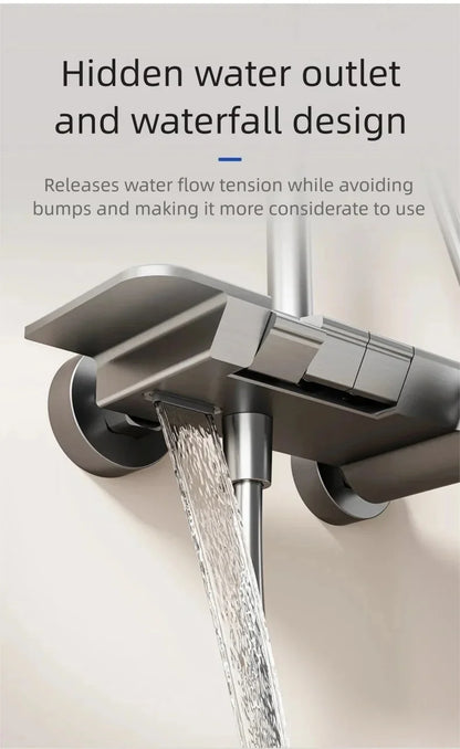 Gun Gray Bathroom Shower System Rainfall Piano Keys