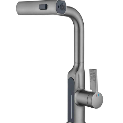 Gun Metal Gray Pull Out Faucet Ledtemperature Display