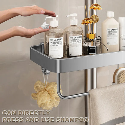 1/2pcs Punch-Free Shower Caddy Towel Rod Bathroom Shelf
