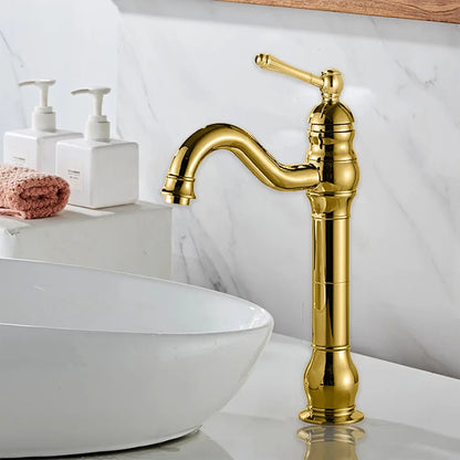 Antique Brass Basin Vessel Sink Faucet Deck Mounted