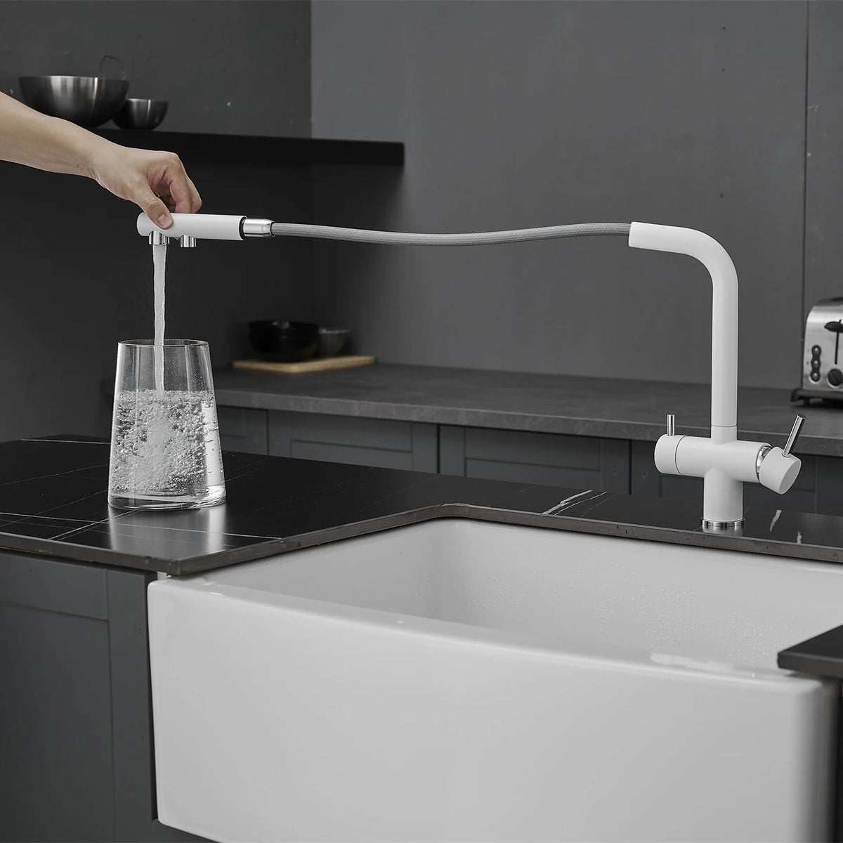 Copper Alloy Way Pull Out Filter Faucet Chrome
