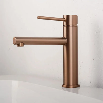 Brushed Rose Gold Bathroom Sink Faucet Deck Mounted