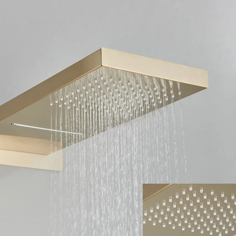 Thermostatic Shower Brushed Gold Bathroom Faucet Cold Mixer