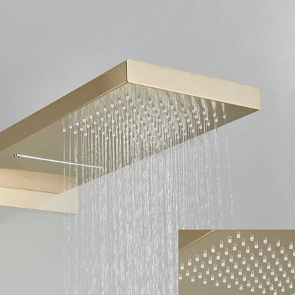 Thermostatic Shower Brushed Gold Bathroom Faucet Cold Mixer