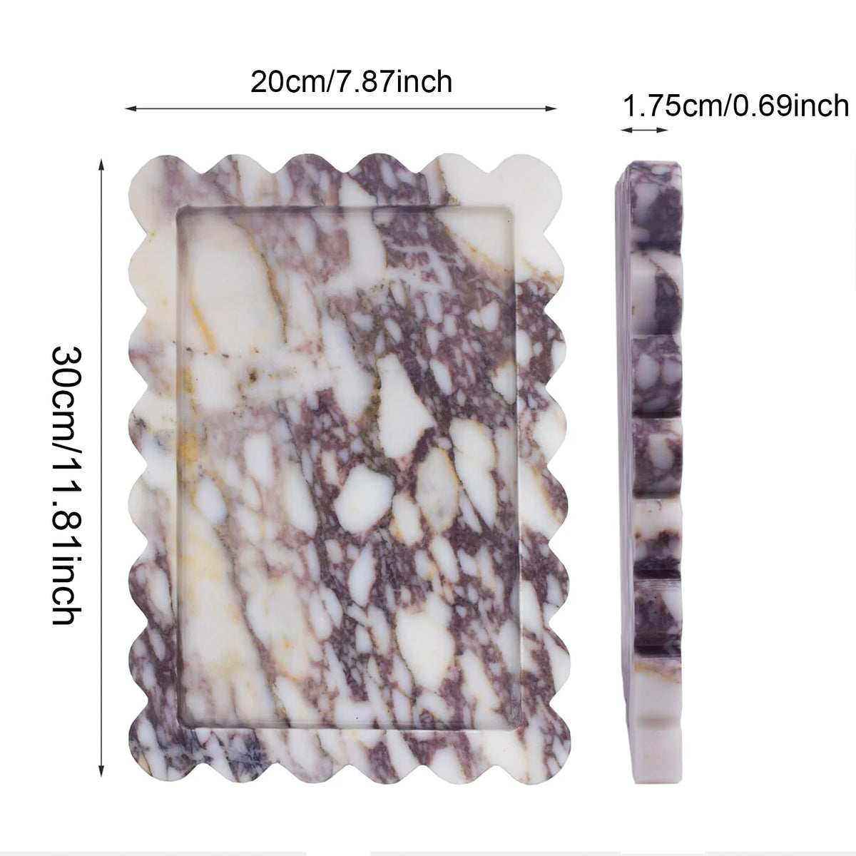 Calacatta Viola Scalloped Marble Tray Natural Marble Stone