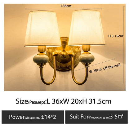 Modern Wall Sconce White Fabric Shade E27 Gold