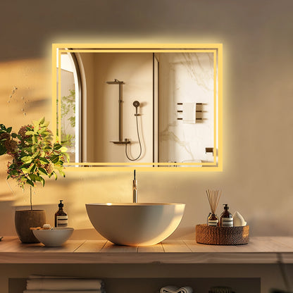 Led Backlit Mirror Bathroom Vanity Lights Anti-Fog Dimmable
