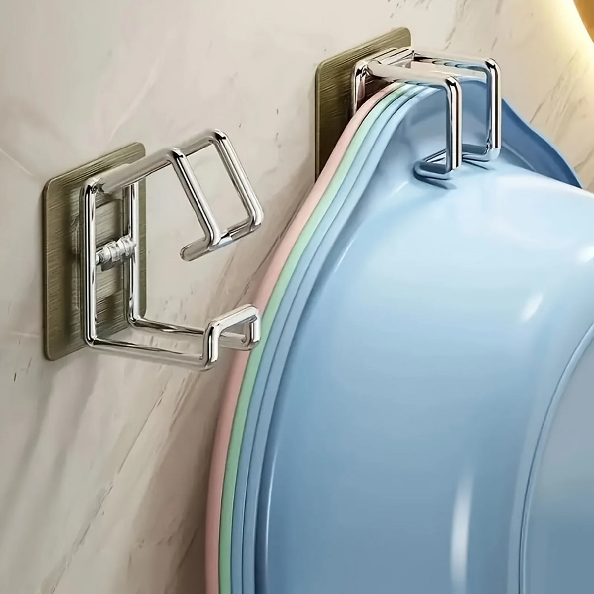 1/2/4/6pcs Stainless Steel Washbasin Hook Punch-Free Bathroom