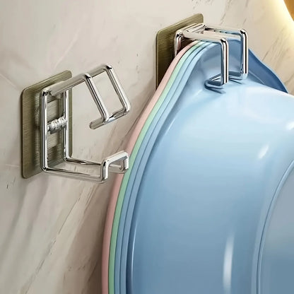 1/2/4/6pcs Stainless Steel Washbasin Hook Punch-Free Bathroom