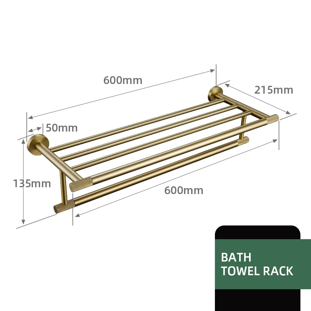 Gold Bathroom Towel Bar Bath Robe Hook Brass