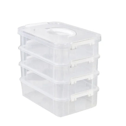 4-Layer Transparent Storage Box Stackable Sorting Box Building