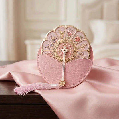 Women Flower Pattern Compact Mirror Compact Makeup Mirror