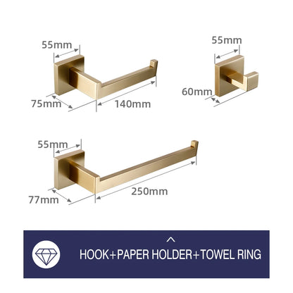 Brushed Gold Bathroom Toilet Brush Holder Toilet Paper