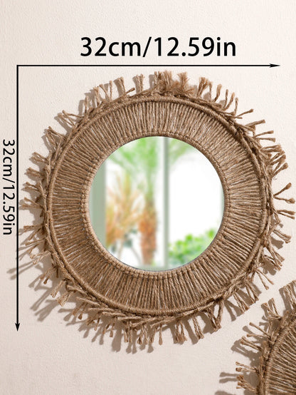 Boho Decorative Mirrors Macrame Round Mirror Aesthetic Room