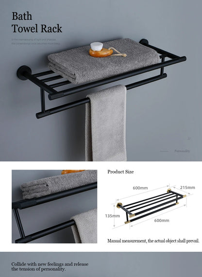 Matte Black Bathroom Brass Knurled Kit Paper Holder
