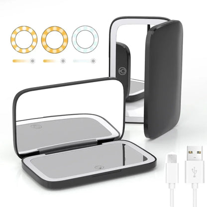 Rechargeable Square Makeup Mirror Led Lights 1x/5x Magnification