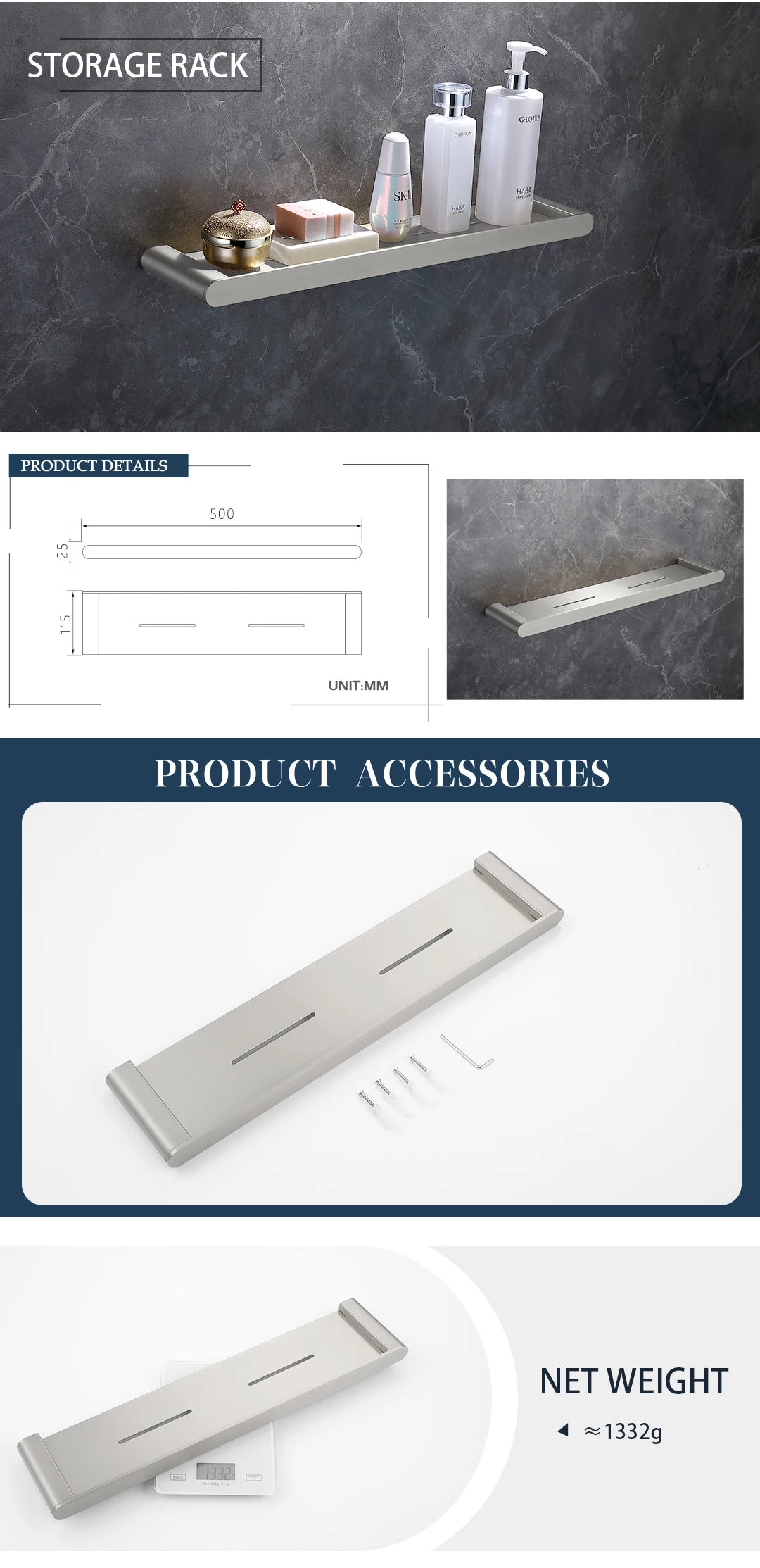 Bathroom Hardware Stainless Steel Bathroom Wall Mounted Towel
