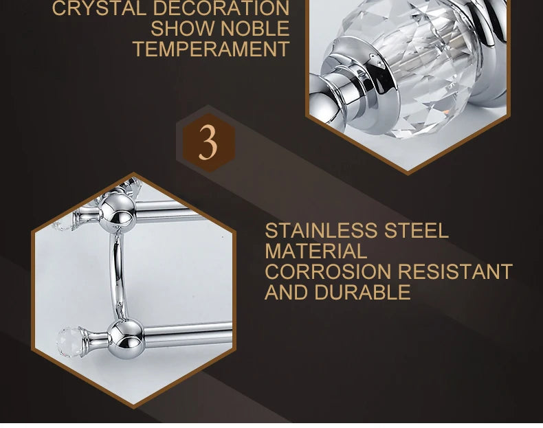 Bathroom Hardware Crystal Bath Towel Shelf Toilet Paper