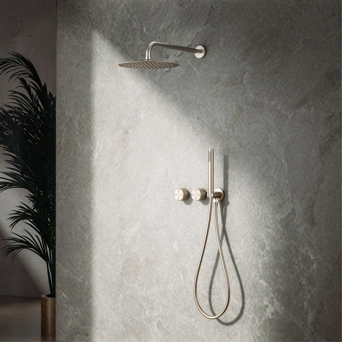 Luxury Gun Gray Brass Bathroom Shower System Concealed