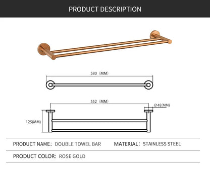 Bathroom Hardware 304 Stainless Steel Rose Gold Towel