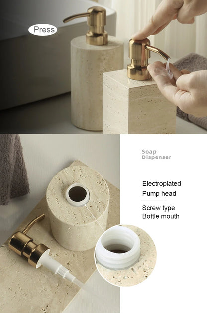 Travertine Bathroom Luxury Soap Dish Soap Dispenser Tissue