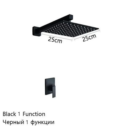 Gray Hidden Shower System Concealed Rainfall Bathroom Shower