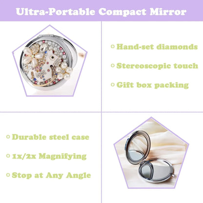 Compact Mirror 1x/2x Magnification Pocket Mirror Women 3inch