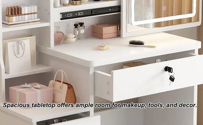 Vanity Desk Makeup Vanity Desk Sliding Mirror Lights