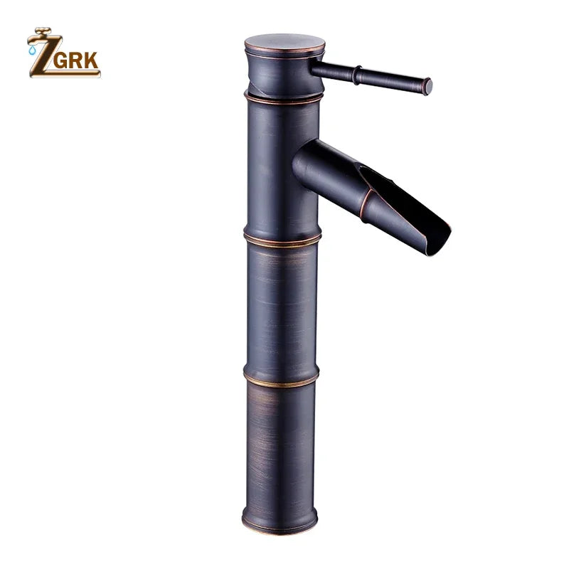 Zgrk Black Waterfall Bathroom Sink Faucet Vessel Tall