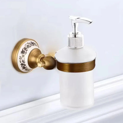 Antique Brushed Solid Brass Bathroom Sets European Porcelain