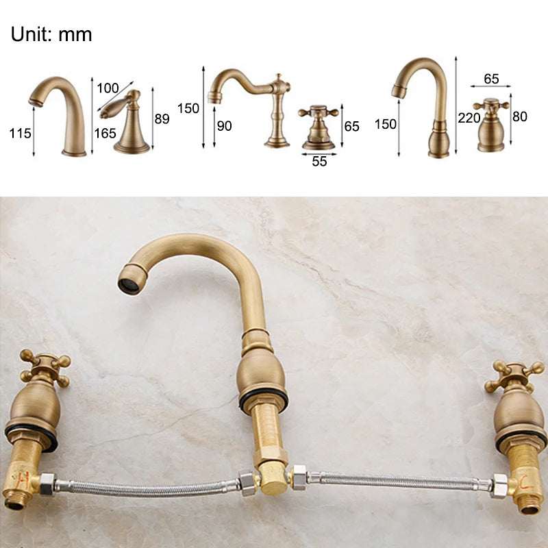 Ellen Antique Bronze Bath Sink Faucet Double Handle