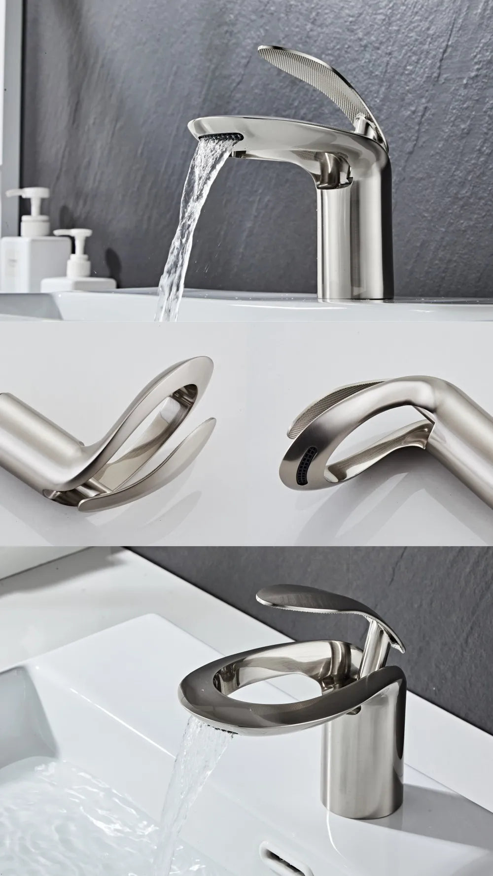 Tolm Waterfall Basin Faucet Water Tap Chrome Bathroom