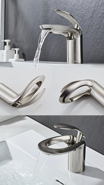 Tolm Waterfall Basin Faucet Water Tap Chrome Bathroom