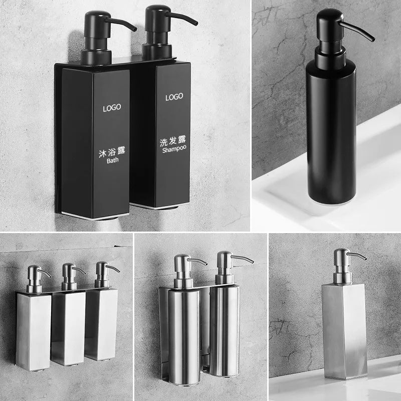 Black Liquid Soap Dispenser Shampoo Hotel Bathroom Wall