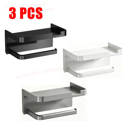 No Drill Toilet Paper Holder Wall Mounted Shelf
