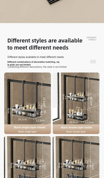 1pc 2-Tier Hanging Shower Caddy Over Door Bathroom