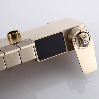 Brushed Gold Thermostatic Digital Bathroom Shower Inch Rain