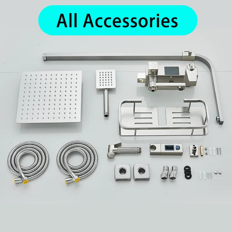 Ulgksd Thermostatic Shower Faucet Full Bathroom Rainfall Mixer